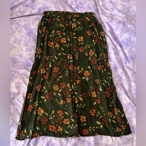 vintage Van Heusen Dark Green Floral Maxi Skirt